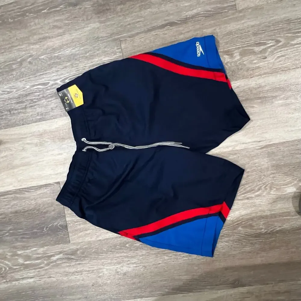 Speedo Blue and Red Short Swim Trunk Size Small